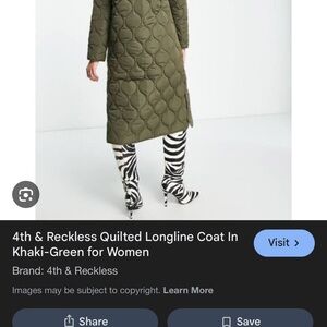 4th & Reckless Quilted Longline Coat in Green